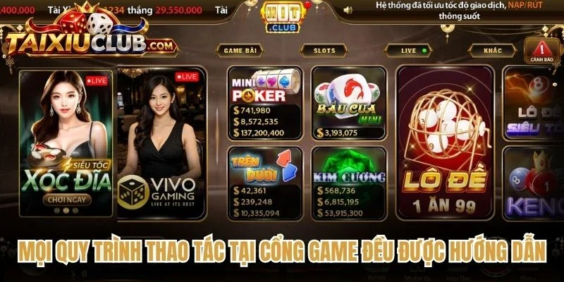 Mọi quy trình thao tác tại cổng game đều được hướng dẫn chi tiết