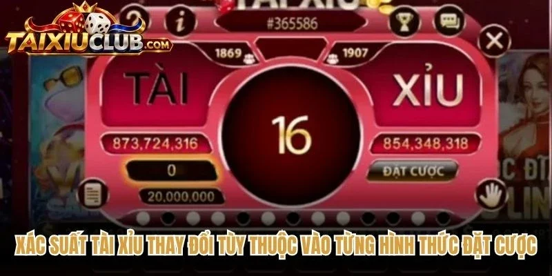 Xác suất Tài Xỉu thay đổi tùy thuộc vào từng hình thức đặt cược